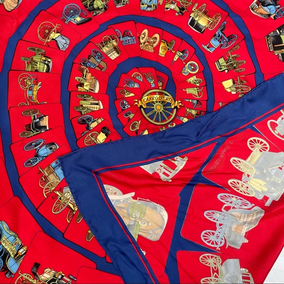 Flawless Hermès Vintage Carrosserie, By Philip Ledoux Silk Scarf - Picture 4 of 7
